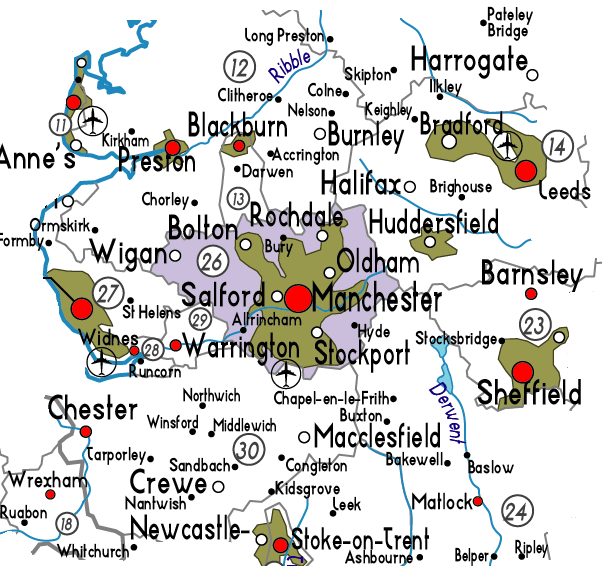 Image result for map of greater manchester